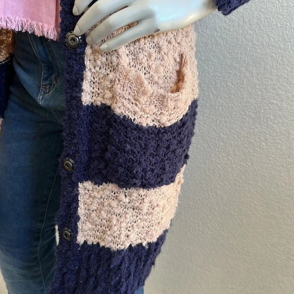 Free People XS navy combo front button cardigan - Picture 4 of 12